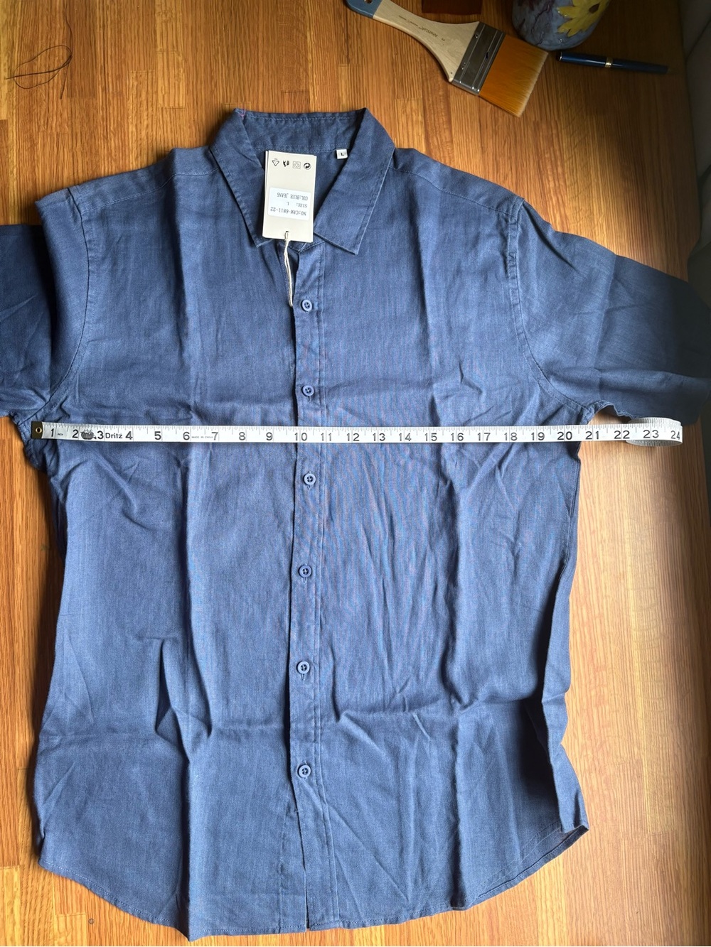 Men's Casual Short-Sleeve Button-Down Shirt in Navy Blue